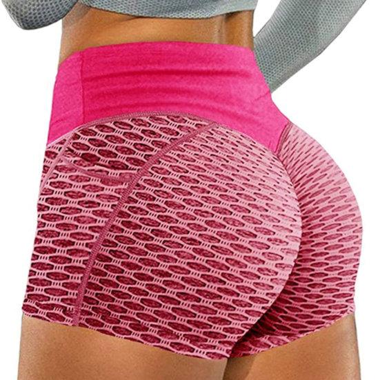 Women Yoga Shorts Solid Color Elastic High Waist Tummy Control Butt-lifted Workout Breathable Honeycomb Lady Summer Shorts Women Clothes