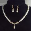 Elegantes Halsketten-Ohrring-Set für Damen Modeschmuck Set Perlmutt Imitation Braut Hochzeit Legierung Party Stecker Halsketten-Ohrring-Set