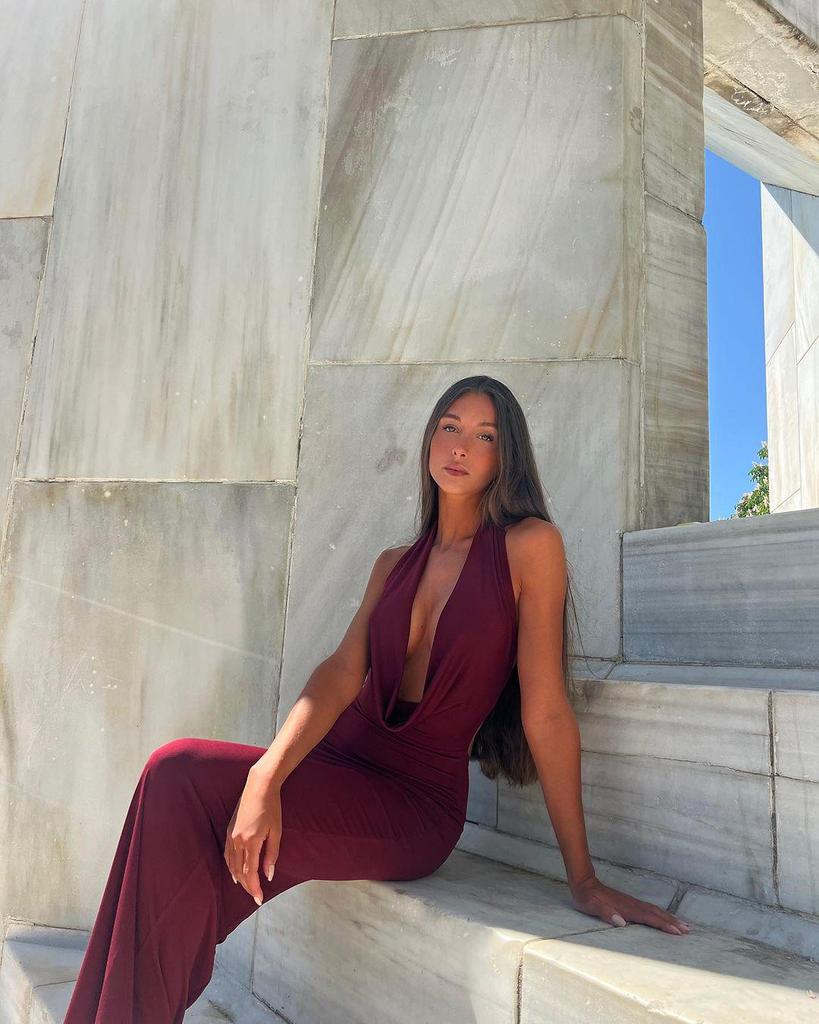 European & American Style Women's Backless Deep V Halter Bodycon Dress