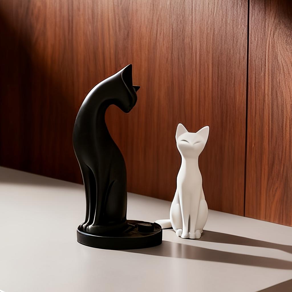 Black White Cat Figurine Set Artistic Home Decor LivingRoom Desktop Ornament Cute Kitten Decoration Small Ornament Ideal Gift