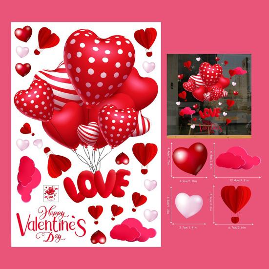 Naklejki Okienne na Walentynki Duże Czerwone Różowe Serca Naklejki na Okno Dwustronne Wielokrotnego Użytku Naklejki Dekoracyjne na Ślub Rocznicę Imprezę Drzwi Szklane Domu