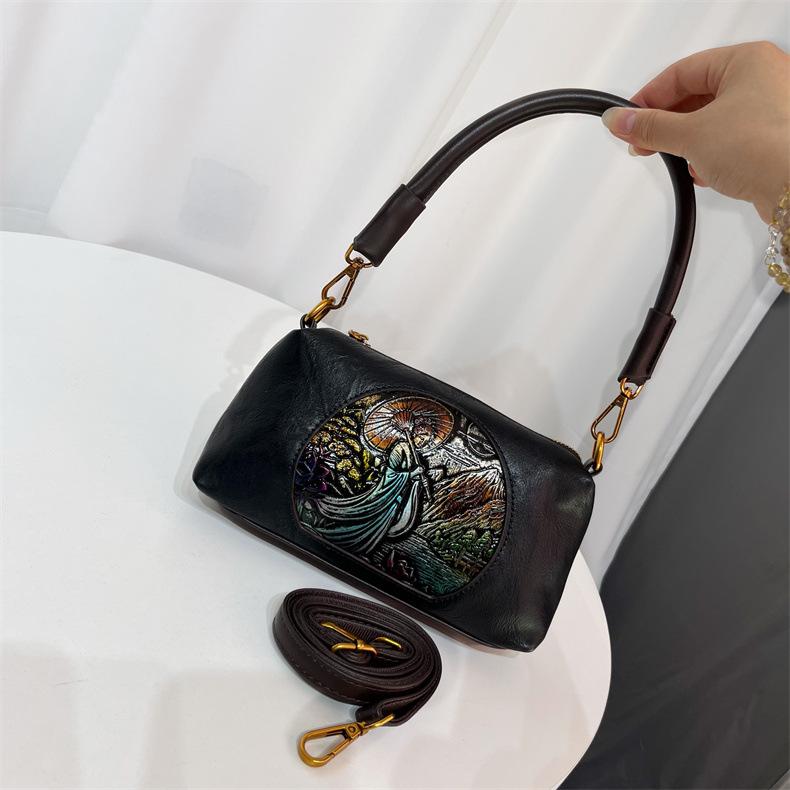 

Тисненый в китайском стиле, большой вместимости, высококачественный, мягкий, прочный, модный, изысканный, легкий, для поездок на работу, для улицы, через плечо, сумка-мессенджер, сумка на плечо чёрный