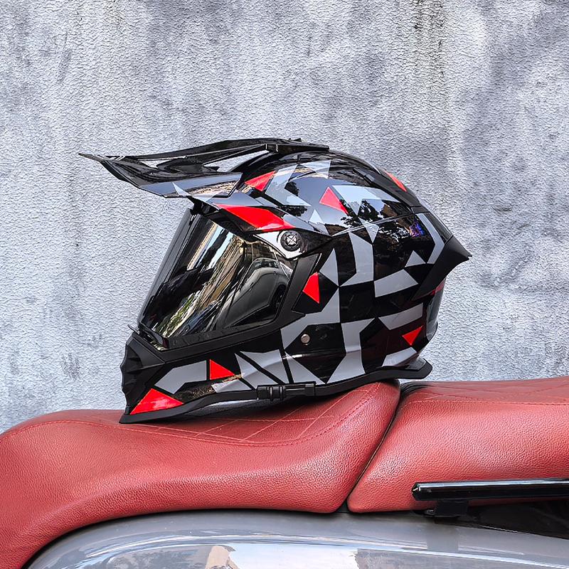 Adult Motocross Helmet Full Face Cross Helmet with 800 Off Road Helmets Dot Authentication Dual Lens Matching