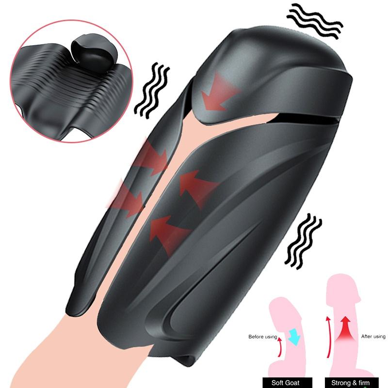 Mužská masturbace Cvičení penisu Masáž Stimulace penisu Sexuální hračky pro muže Vibrátor USB nabíjecí silikonový masturbátor Dospělý orgasmus