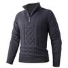 Men's Casual Half-Zip Cable Knit Pullover Sweater with Stand Collar for Fall and Winter