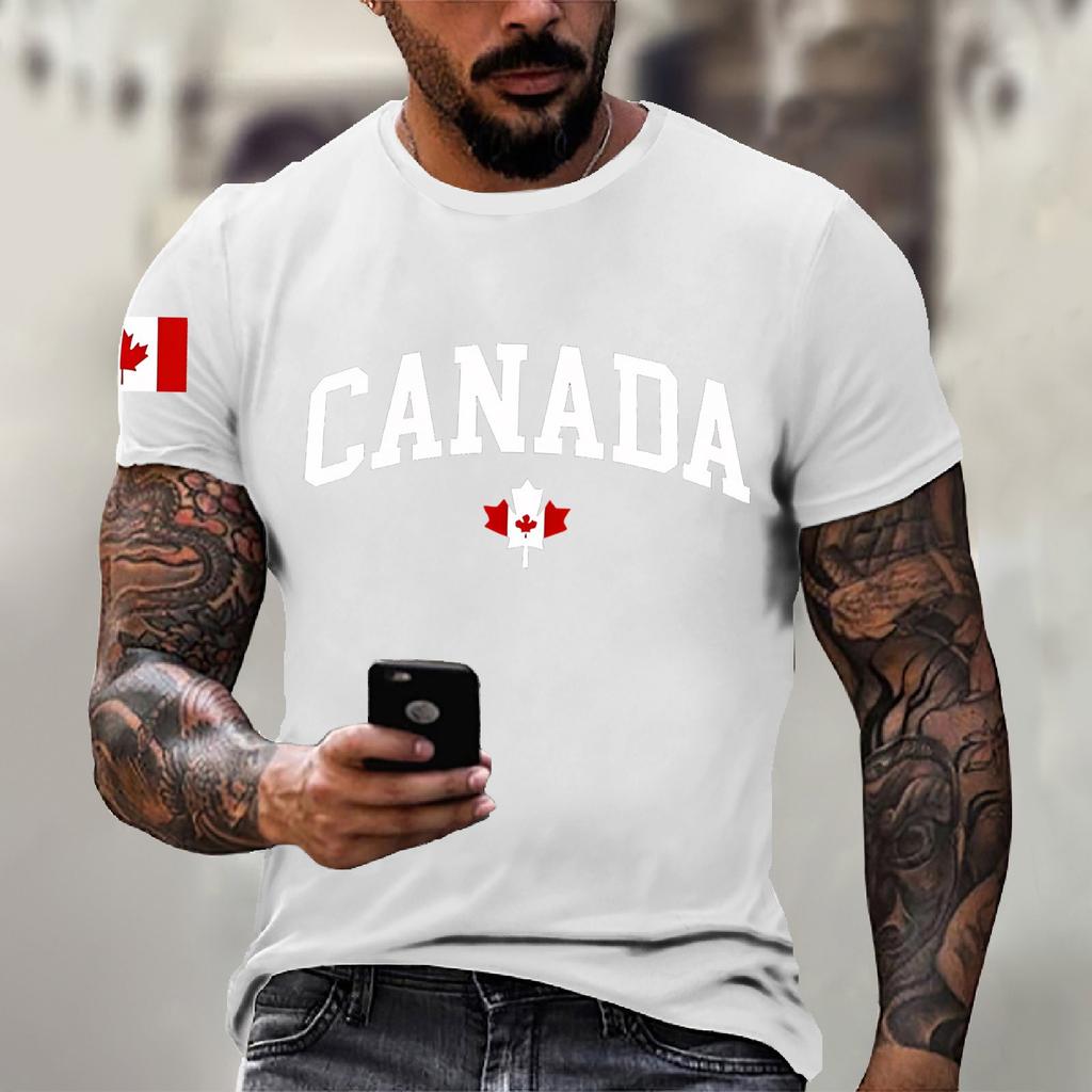 Men's Canadian Printed Round-neck Short-sleeved T-shirt