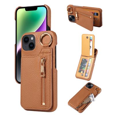 Funda de Cuero Sintético para Teléfono para Iphone16e 16 15 14 13 12 11 Pro Max Plus Mini a Prueba de Golpes, Ranura para Tarjetas, Estuche con Función de Soporte con Cremallera