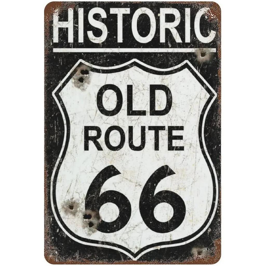 Vintage USA Route Metal Tin Signs Wall Art Posters Aluminum Plaque Sign for Garage Cafe Living Room Club Bar Decoration