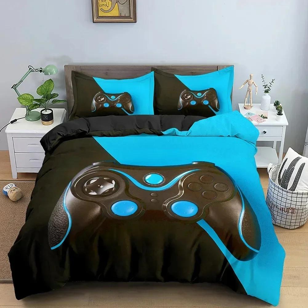 Top New Game Console Neon Contrast Color Handle Bedding Set Boys Girls Twin Queen Size Duvet Cover Pillowcase Bed For Kids Adult