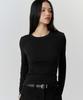 MUSINSA STANDARD WOMAN Women'S Sheer Slim Long Sleeve T-Shirt [Black]