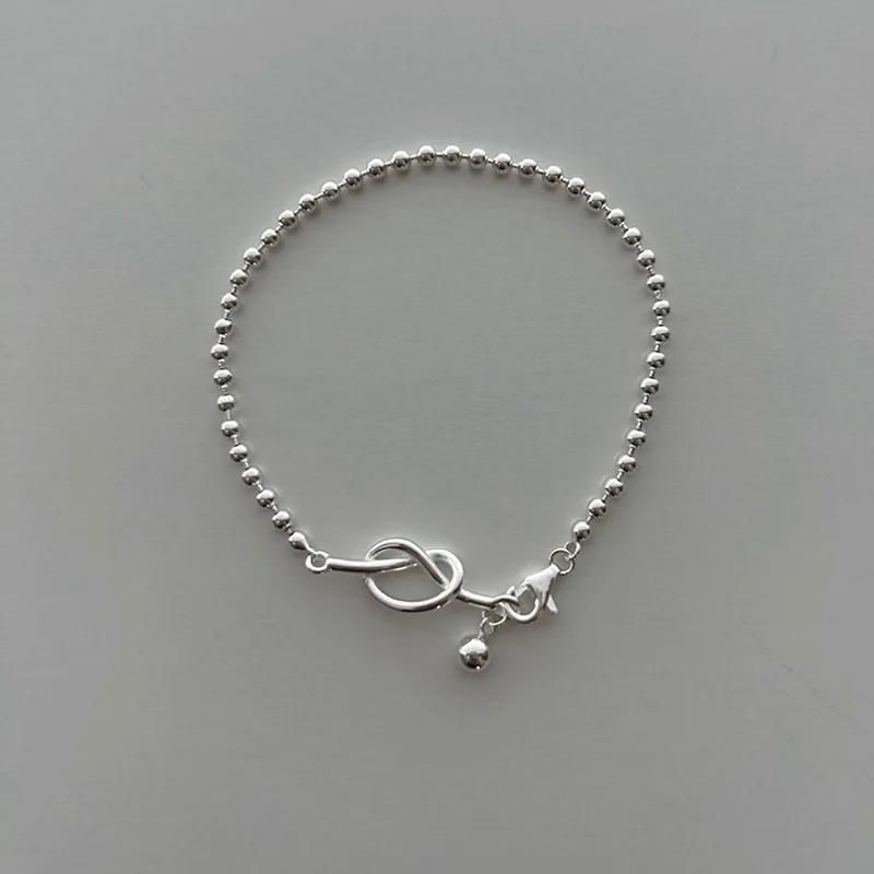 VENTFILLE Bracelet en argent sterling 925 avec perles et nœuds en bambou pour femme et fille, bijoux coréens simples, cadeau d'anniversaire, livraison directe