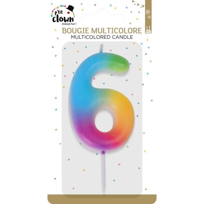 Bougie Anniversaire - PTIT CLOWN - Chiffre 6 - Multicolore