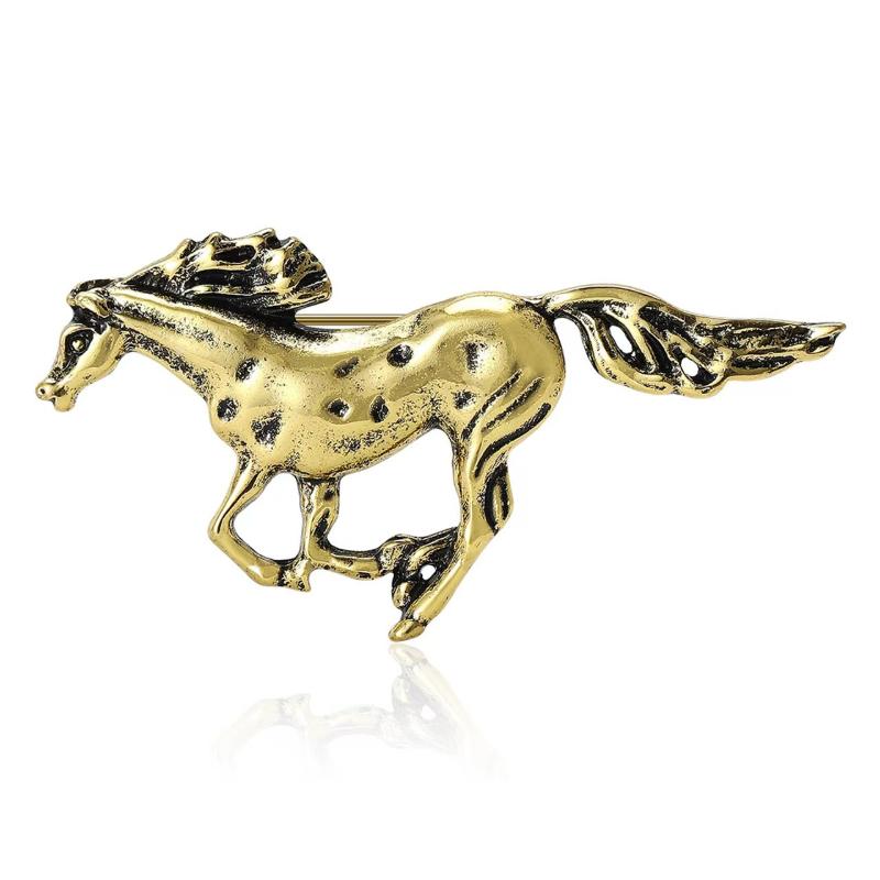 Vintage Racing Horse Brooch Pins Jewelry Accessories Gift Animal Metal Badge Pin For Suit Gifts