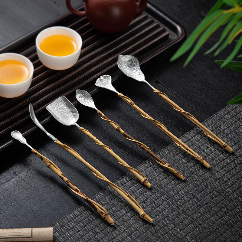 New Chinese Style Bamboo & Tin Tea Scoop
