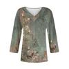 Dames 3/4 Mouw Shirts V-Hals Print Tops Casual Tops Basis T-shirts Blouse Losse Tops