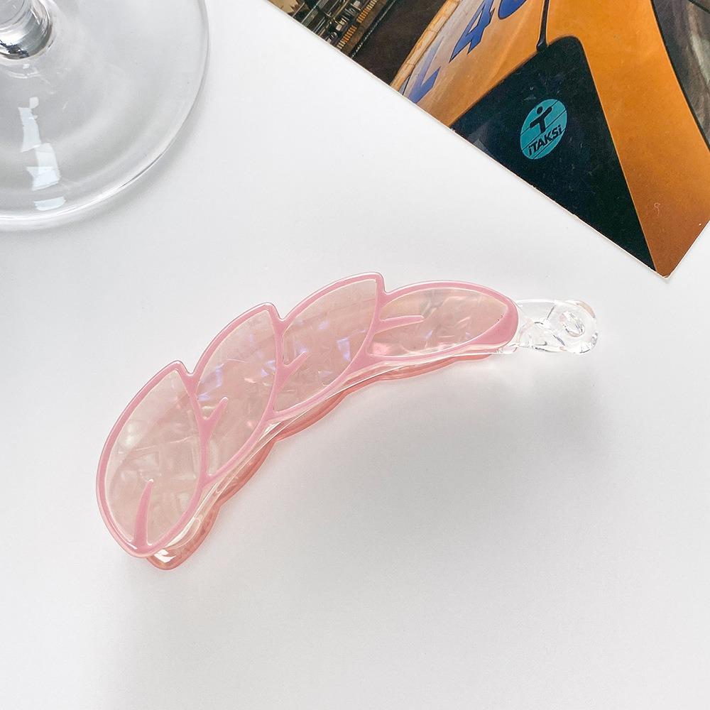 New 10cm Banana Hair Clips Acrylic Colorful Leaves Ponytail Clip Hair Accessories Grip Clips Women Girls розовый