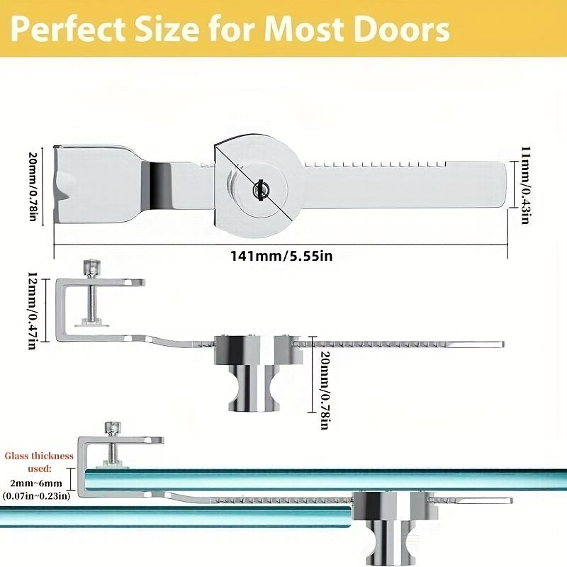 1-5 bucăți încuietoare uși glisante din sticlă cu cheie, vitrină cu finisaj cromat, carcasă glisantă de siguranță, încuietoare uși din sticlă pentru dulap de siguranță