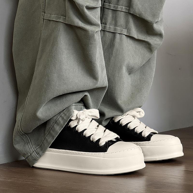 Fashion 2025 Men's Leather Low-Top Sneakers Men Spring/Autumn Breathable Lightweight Thick-Sole Street Style Casual Sports Shoes 39-44