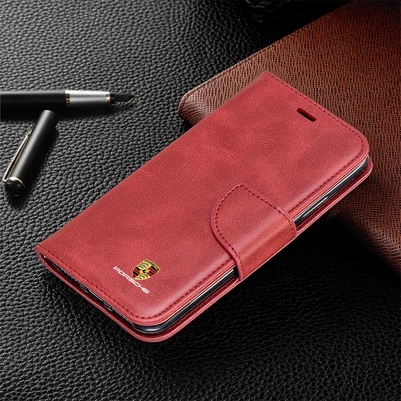 For Porsche PU Leather Flip Wallet Case Protect Cover Car Phone Case for iPhone 13 14 11 12 Pro Max Mini 8 XR XS 16 Plus 15 Pro