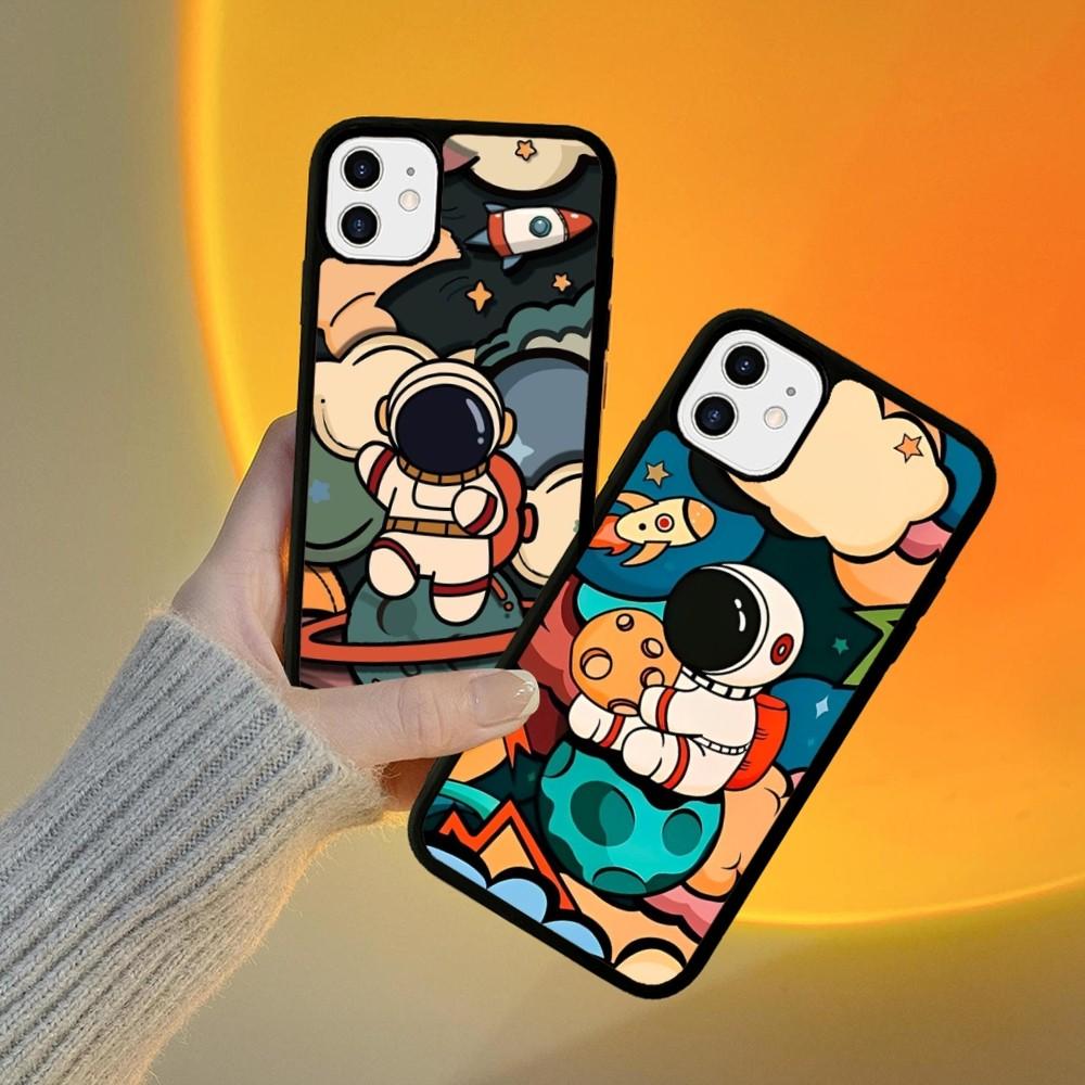 Cartoon Astronaut Handyhülle Silikon PC+TPU Für Für iPhone 11 12 13 14 15 16 Plus Pro Max Hülle