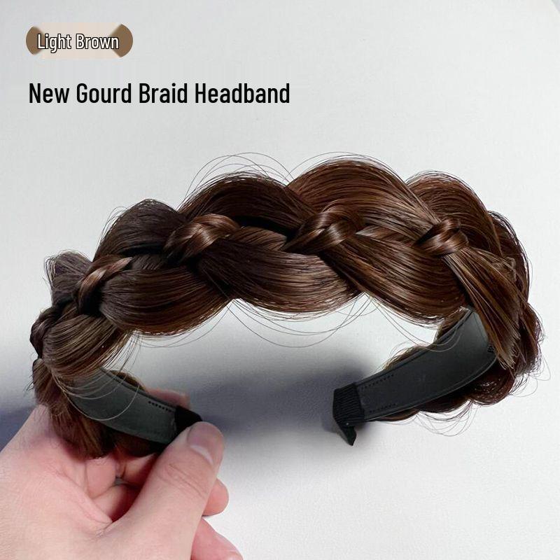 Women's Fishbone Braid Headband Wig - New Style Twist Braid Hair with High Skull Gourd Design Hair Accessories