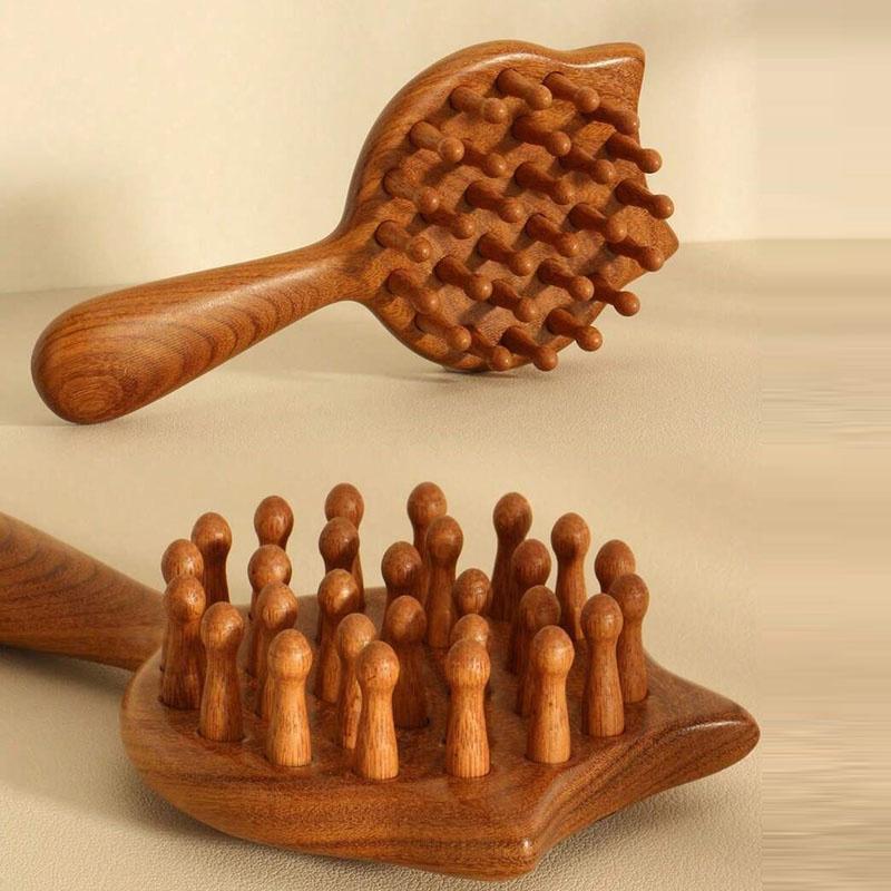 BEPAN Sandalwood Scalp Massage Comb 28 Coarse Toothed Hair Body Massage Guasha Scraping Comb Wooden Wide Tooth Massage Comb