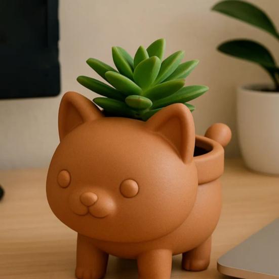 Cat Flower Pot Tabletop Decor Succulents Planter 3D Printed Kitten Plant Pot for Succulents Cactus Home Office Desk Decor