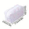 1pc Checkered Pencil Case Pink Bow Pattern Portable Stationery Organizer School Office Desk Essentials Travel Accessories