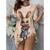 Summer Ladies 3D Printed Short Sleeve Dress Fashion Versatile Trend Breathable Casual