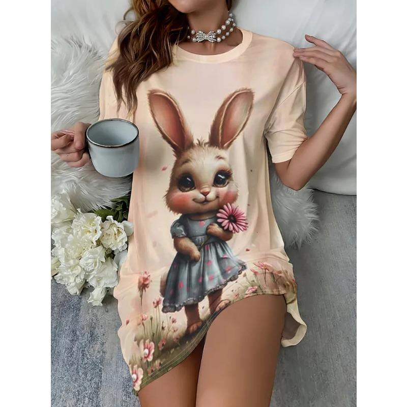 Summer Ladies 3D Printed Short Sleeve Dress Fashion Versatile Trend Breathable Casual