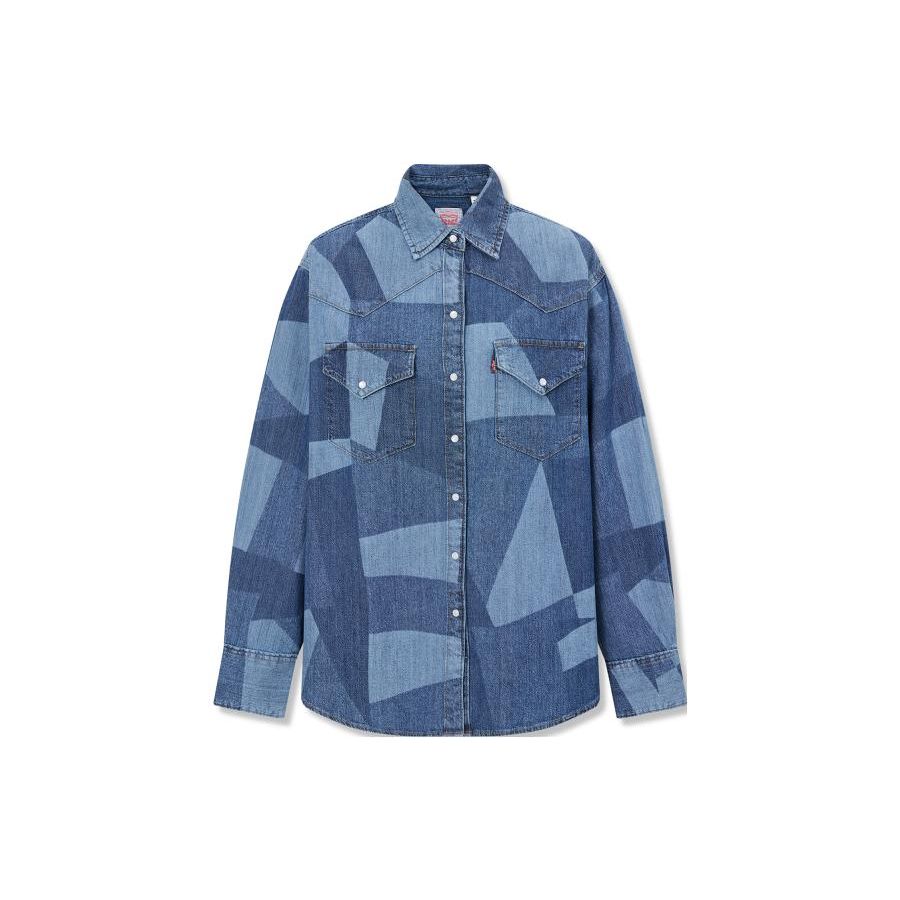 

Levis FW23 Универсальная рубашка с цветными блоками, свободного кроя, с длинным рукавом, женский топ, синий A3373-0016 M