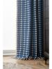 Yimanqiyun Blue French Grid Jacquard Semi-Blackout Bay Window Curtains
