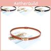 Simple Metal Small Square Buckle Womens Slim Waist Belt For Daily Casual Wear
