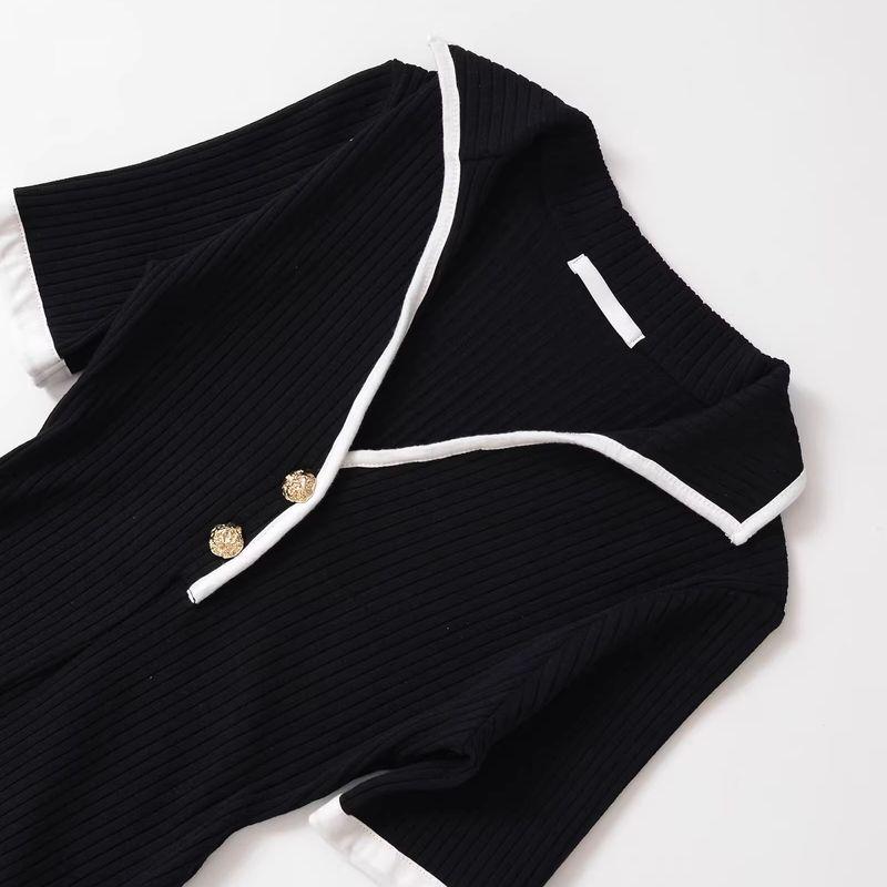 Araltay New Arrival Fashion Style Women's Clothing Fashion V-neck Skirt Metal Button Thread Dress 4770154