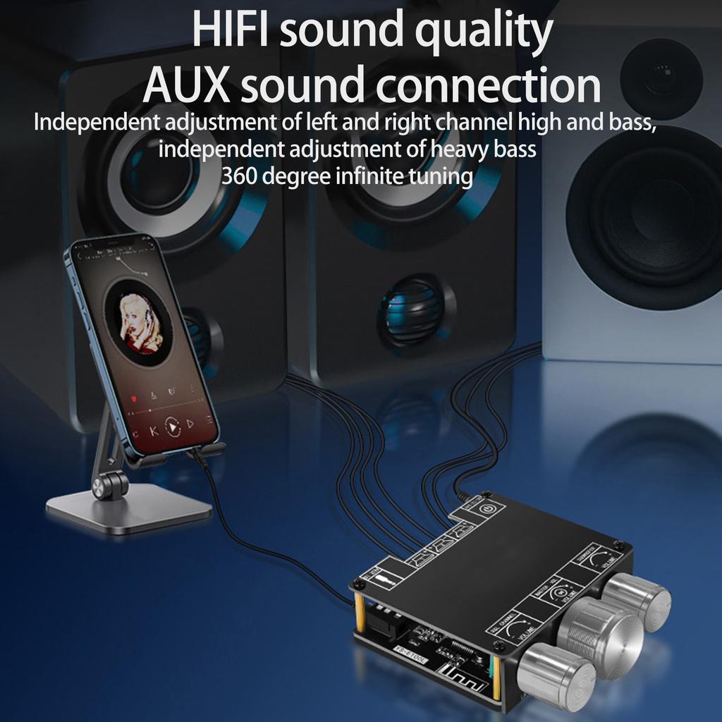 Bluetooth Amplifier Board 2.1 Channel Treble Bass 2x 50W 100W Subwoofer HiFi APP Control Wireless BT 5.1 AMP Board