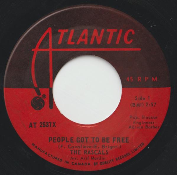 

7inch Record RASCALS - People Got To Be Free AT2537X Atlantic 1968 Canada Rock Used