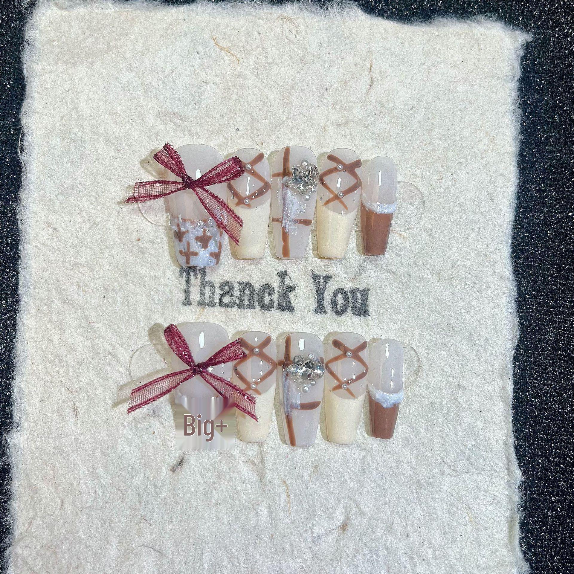 

Handmade Autumn/Winter Cute Girl Nail Tips for New Year Extra Small