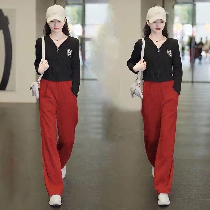 Fashionable and Lazy Style Suit for Women's Short Top Casual Draped Straight Sportswear