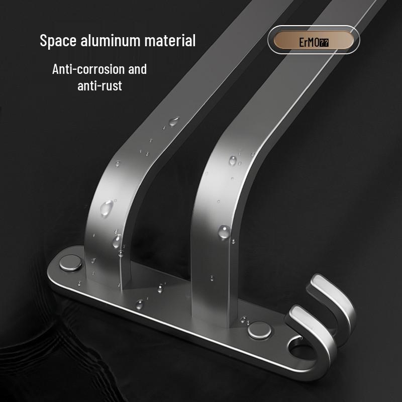 Gunmetal No-Drill Wall-Mounted Towel Rack for Bathroom Storage