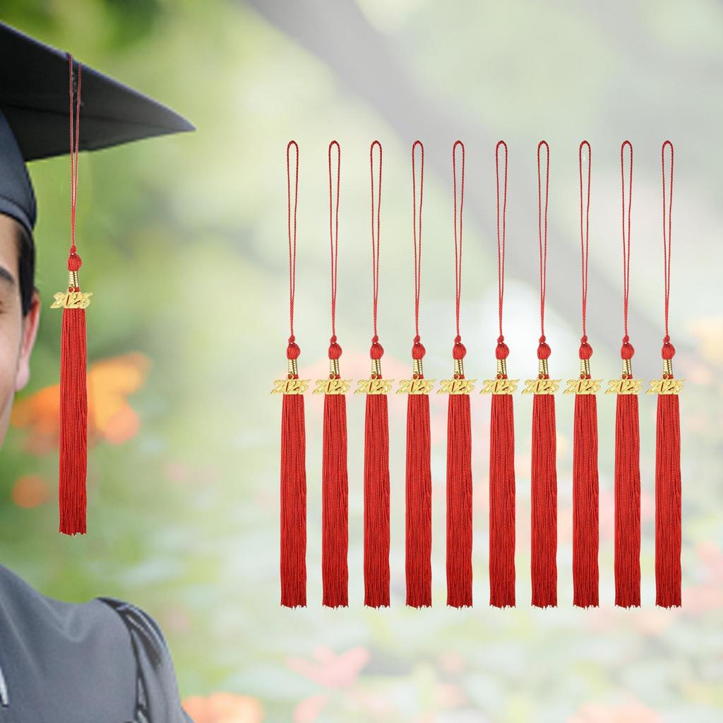10 Pieces Graduation Tassels DIY Craft Doctoral Hat Hanging Tassels Party Favors Graduate Hat Decoration with 2025 Year Charm