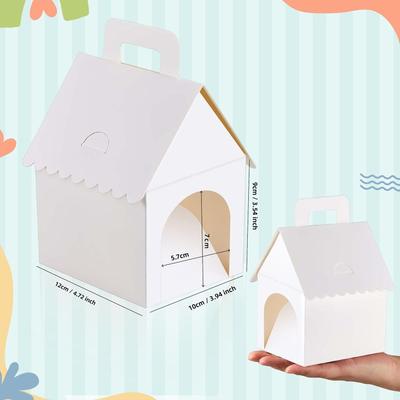 12Pcs Adopt a Puppy Party Favor Boxes, Dog House Shaped Gift Boxes with Door & Handle, Foldable & DIY Paintable Cardboard Boxes