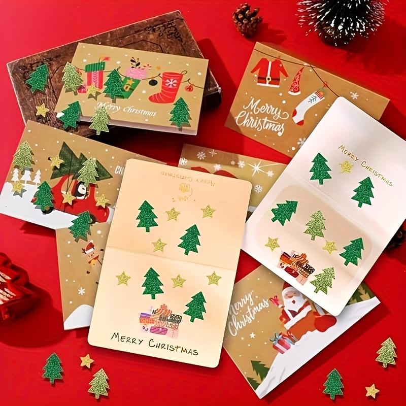 300pcs Self-Adhesive Glitter Foam Stickers for Christmas , Snowflakes & Pine Trees, No Residue, Vibrant Colors for Windows