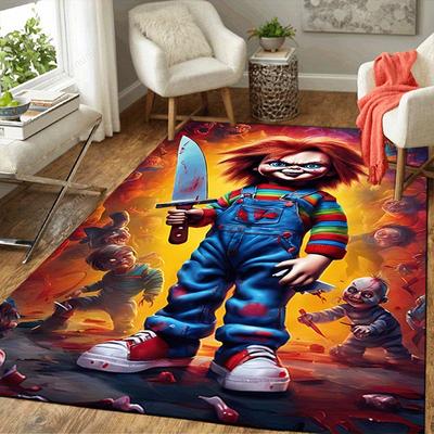 1 Stück Gruselige Chucky-Szenen-Muster Teppich, Anti-Rutsch, Nicht-Fusselnd, Fleckenbeständig