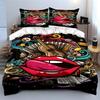 Pink lips, guitar, swirls. Bedding sets Duvet cover sets Duvet covers Pillowcases(1 * Duvet Cover 2 * Pillowcases without duvet insert)