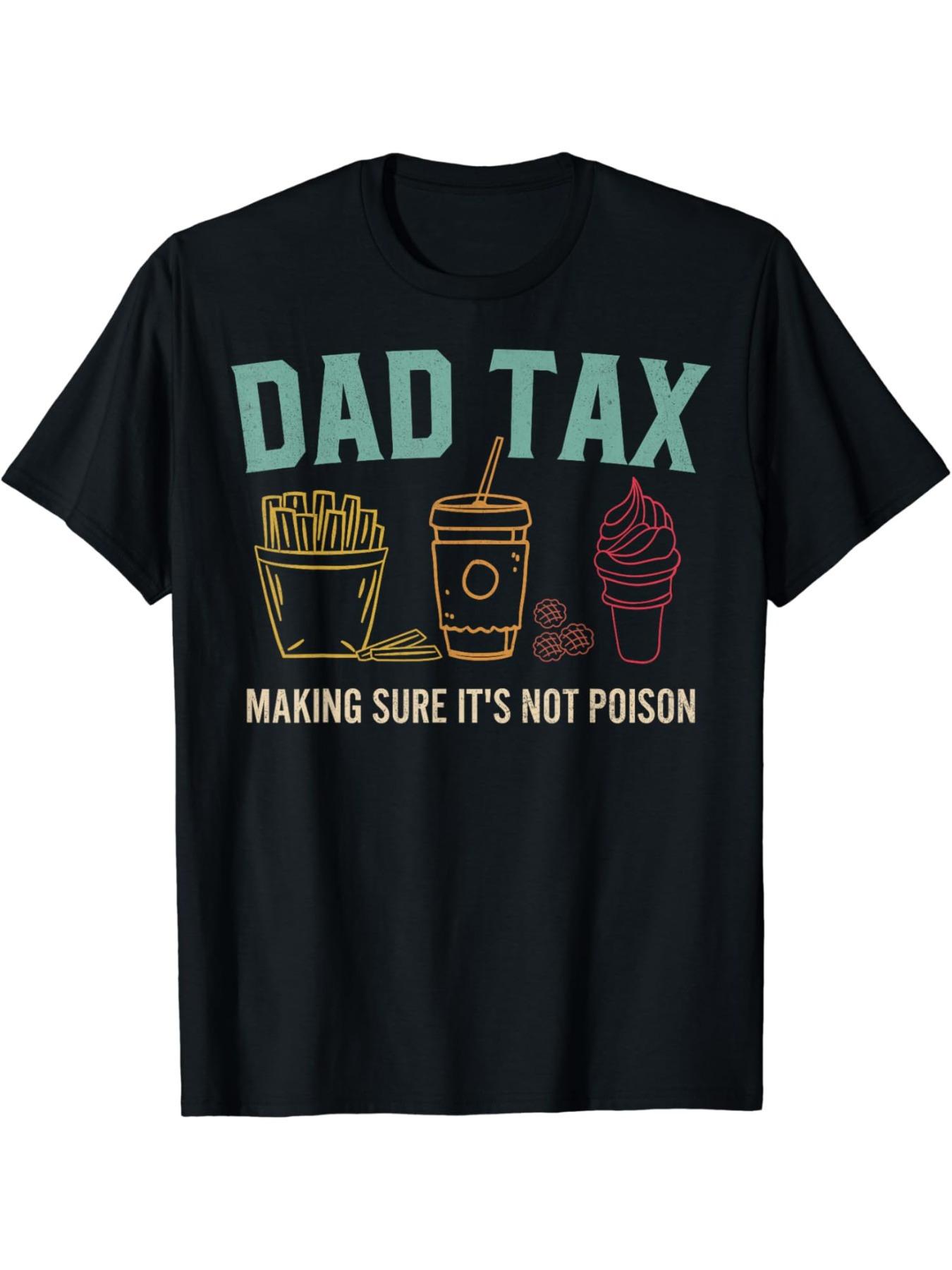 

[Мягкая футболка Dad Tax] Ультрамягкая футболка с принтом Dad Tax — мужская футболка Comfort Fit, дышащая, влагоотводящая, повседневная летняя футболка S чёрный