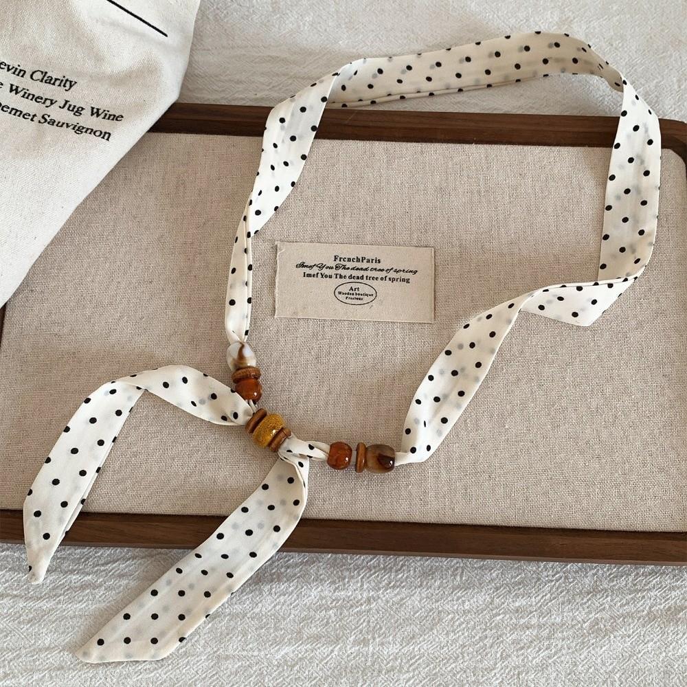 Print Pattern Beaded Scarf Leopard Print Sweater Chain Elegant Scarf Necklace  Women