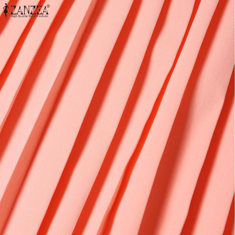 ZANZEA Damska letnia sukienka bez rękawów, na co dzień, plisowana