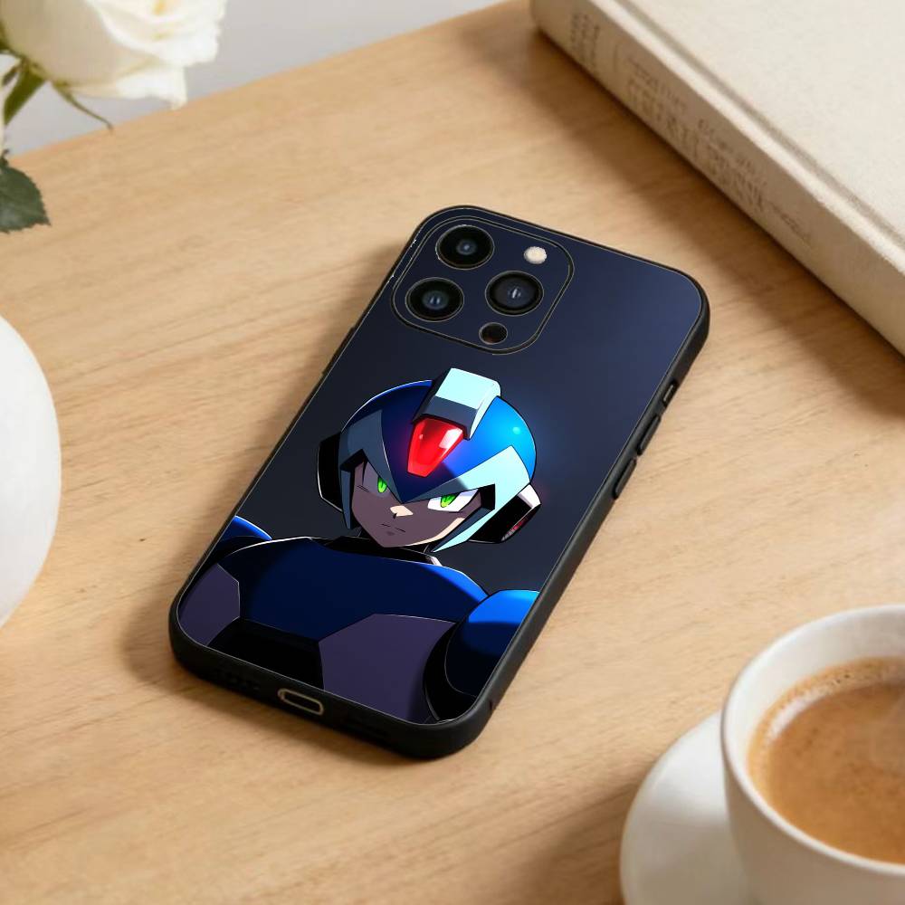 H-Mega Man Anime Phone Case For iPhone 17 16 15 14 13 12 Max Plus Silicone Black Cover