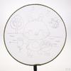 1 piece Ancient Handheld Fan Round Paddle Mandarin Handle with Fabric, Blank Patterns