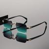 1 Pair of Frameless Square European and American Fashion Glasses with Cut Edges, Unisex Retro Sunglasses
